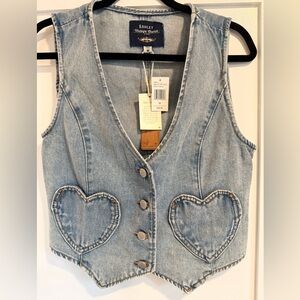 Ashley Denim Vest with Heart Details